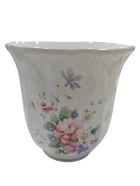 VTG Royal Doulton Summer Bouquet Cachepot Planter Pot H5105 England Gold Rim 80s